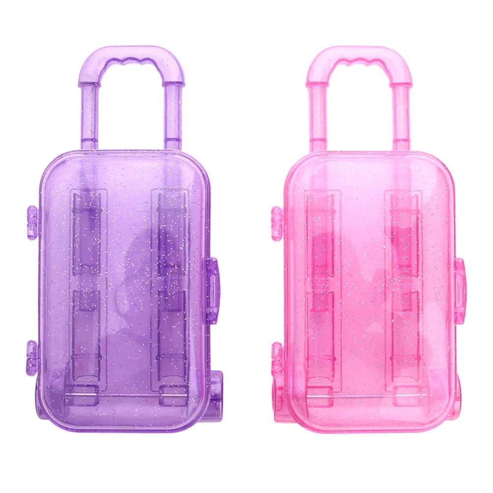 2 Pezzi Accessori Valigia per Bambini, Mini Contenitore Portaoggetti in Plastica a Forma di Valigia per Bambini, Modello Valigia Giocattolo, Mini Valigetta