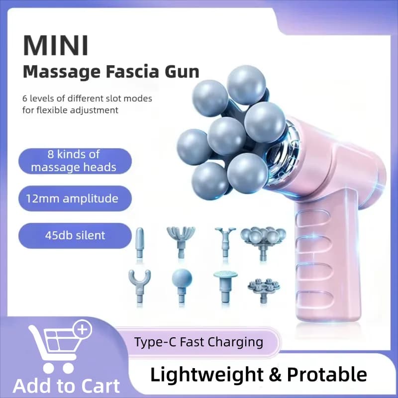 Mini Pistola Massaggiante Elettrica, Attrezzatura Sanitaria Creativa, Leggera e Portatile, Strumento per Massaggio Meridiano con Diverse Testine