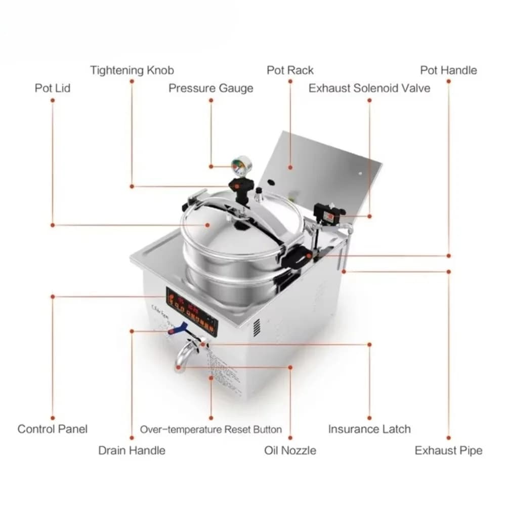 Industrial Frying Machine Continue Vacuum Without Air Electric Oil For Commercial Processing of Fries and Chicken