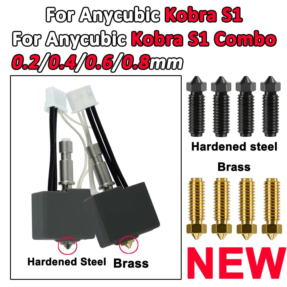 Per Anycubic Kobra S1/S1C Hotend Kit per Anycubic Kobra S1 Acciaio temprato/ugello in ottone Testina di stampa S1C Accessori per stampante 3D
