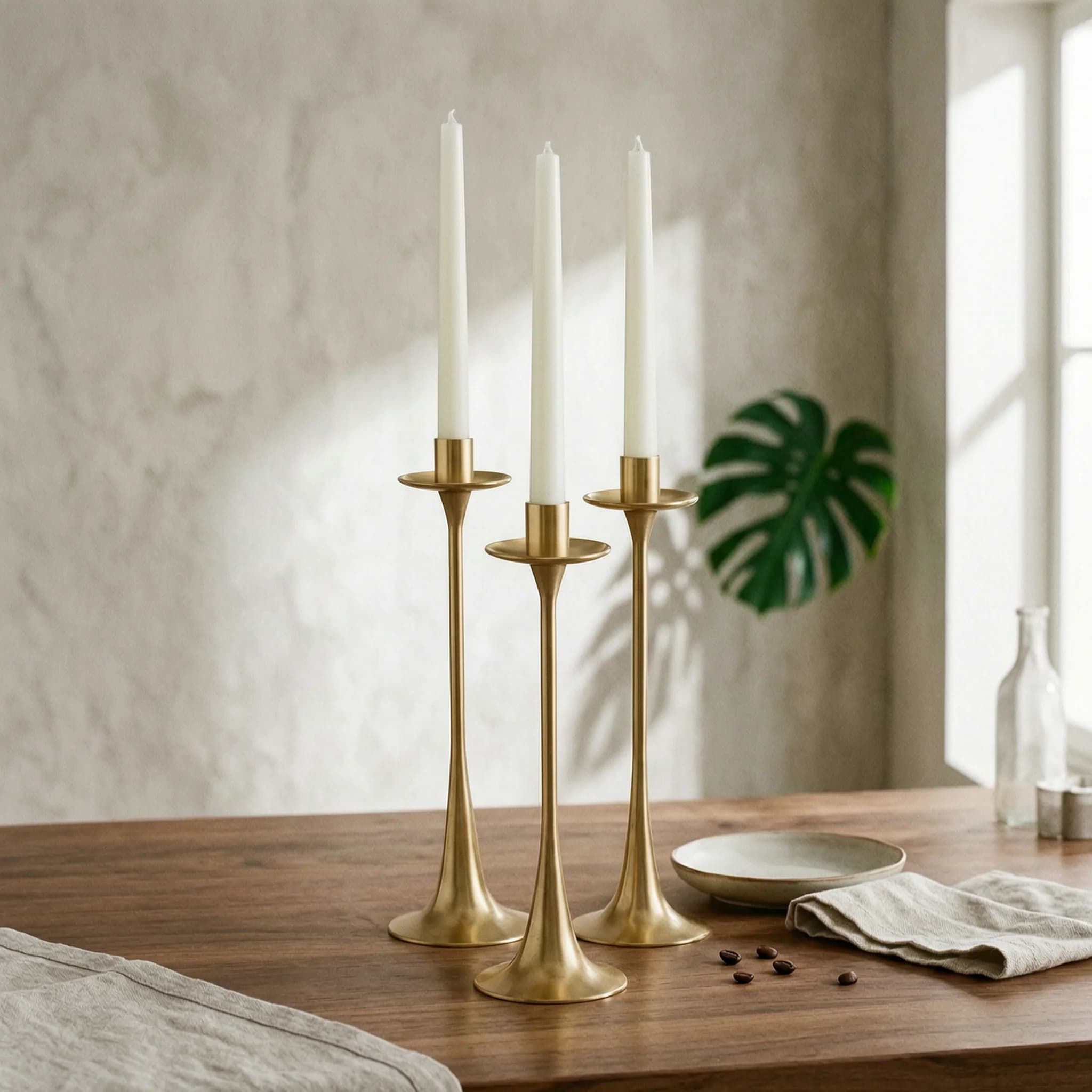 Candle Holder with Four Cups Sculptural Candelabra Candelabro Con Paralumi Ferro Decor Acrilico for Dining Room, Hotel Lobby