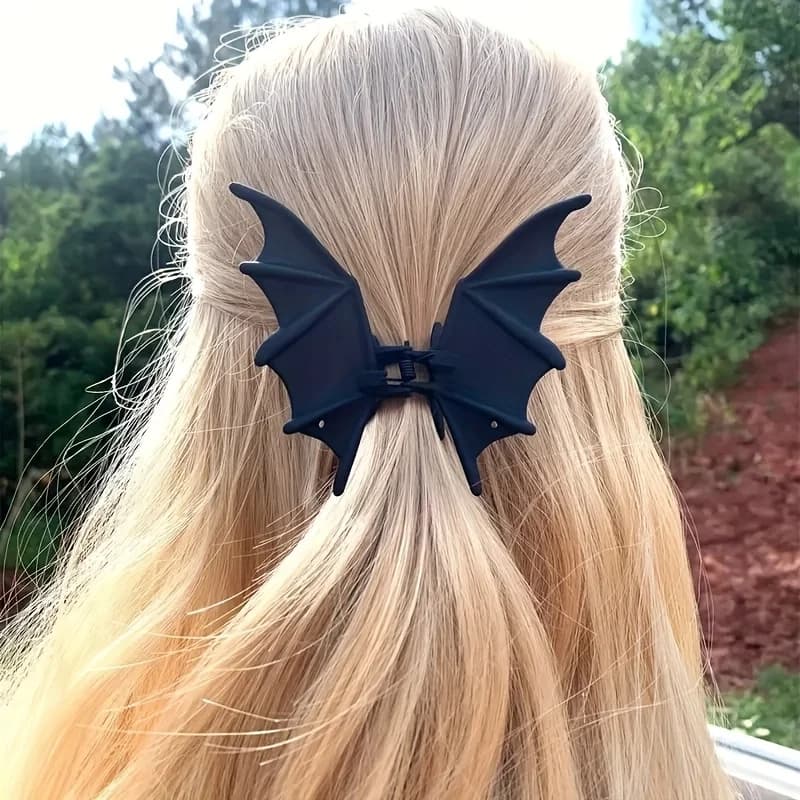 Pine Shape Gothic Hair Clip, Black Opaque, Gothic Punk Style with Animal Print, for Women, Elegant Dressing Accessories