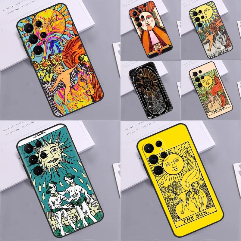 Il SUN Tarocchi carta Cassa Del Telefono Per Samsung Galaxy S25 S24 Ultra S9 S10 S20 S22 S21 S23 Plus S24 FE Cover Coque