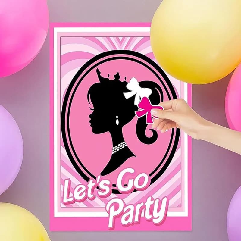 1set let's Go Party Theme Paper Poster Princess Bow Stickers gioco di Bingo per ragazza compleanno addio al nubilato bomboniere decorazione