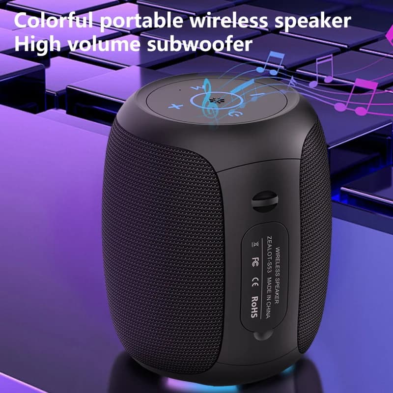 Altoparlanti Wireless ZEALOT S53 10W, altoparlante Subwoofer portatile da esterno impermeabile IPX 5, doppio accoppiamento, batteria da 3600mAh.