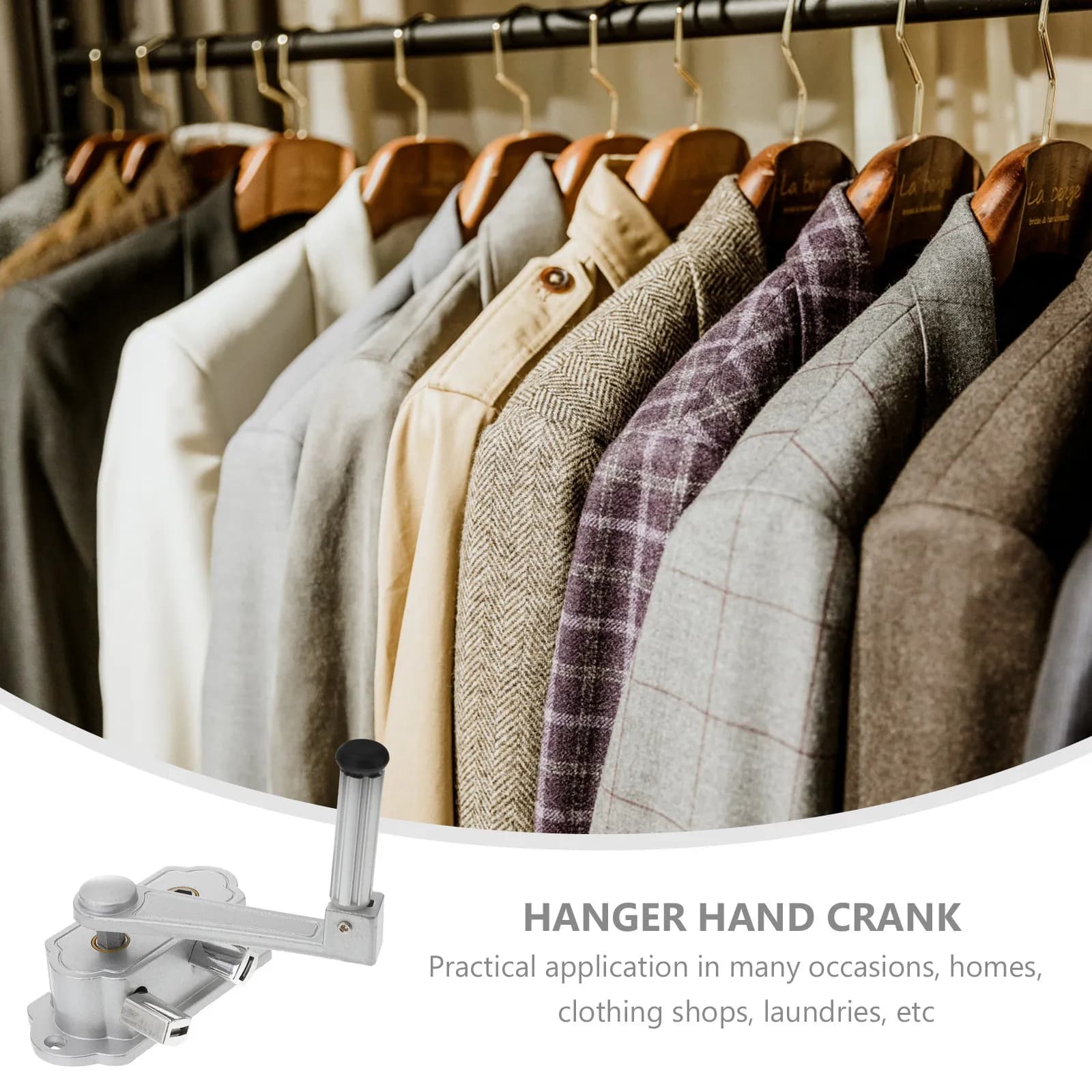 Clothes Lift Hanger Accessories H Crank Shaker Aluminum Alloy Bright Color Classic Shape Home Shop Laundry Use