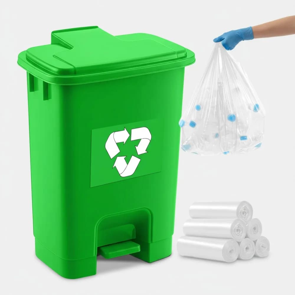 Cestino per compost da 5,3 galloni con pedale e 50 sacchetti a tenuta stagna - Pattumiera per rifiuti biologici da cucina all'aperto
