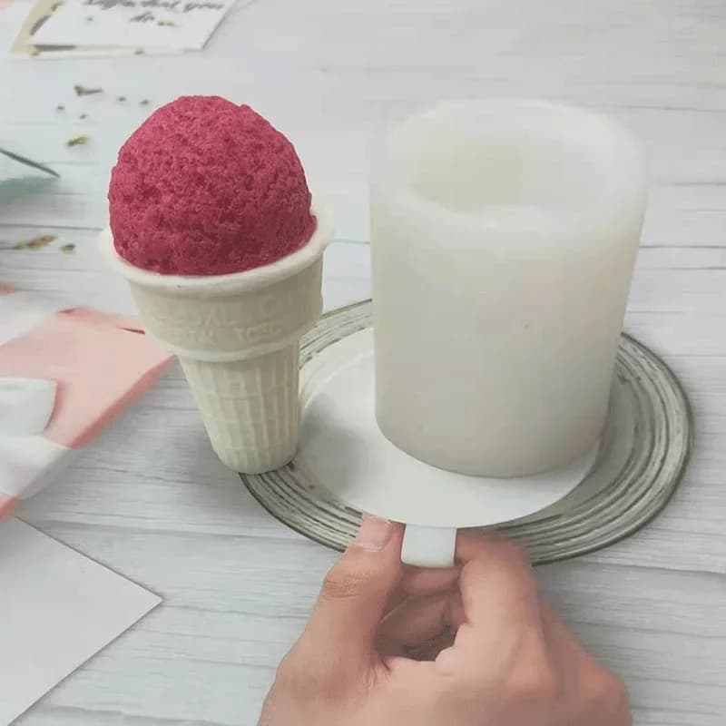 Stampo per candele cono gelato creativo Stampo per candele profumate a forma di waffle da dessert 3D Stampo in silicone Stampo per candele alimentare simulato
