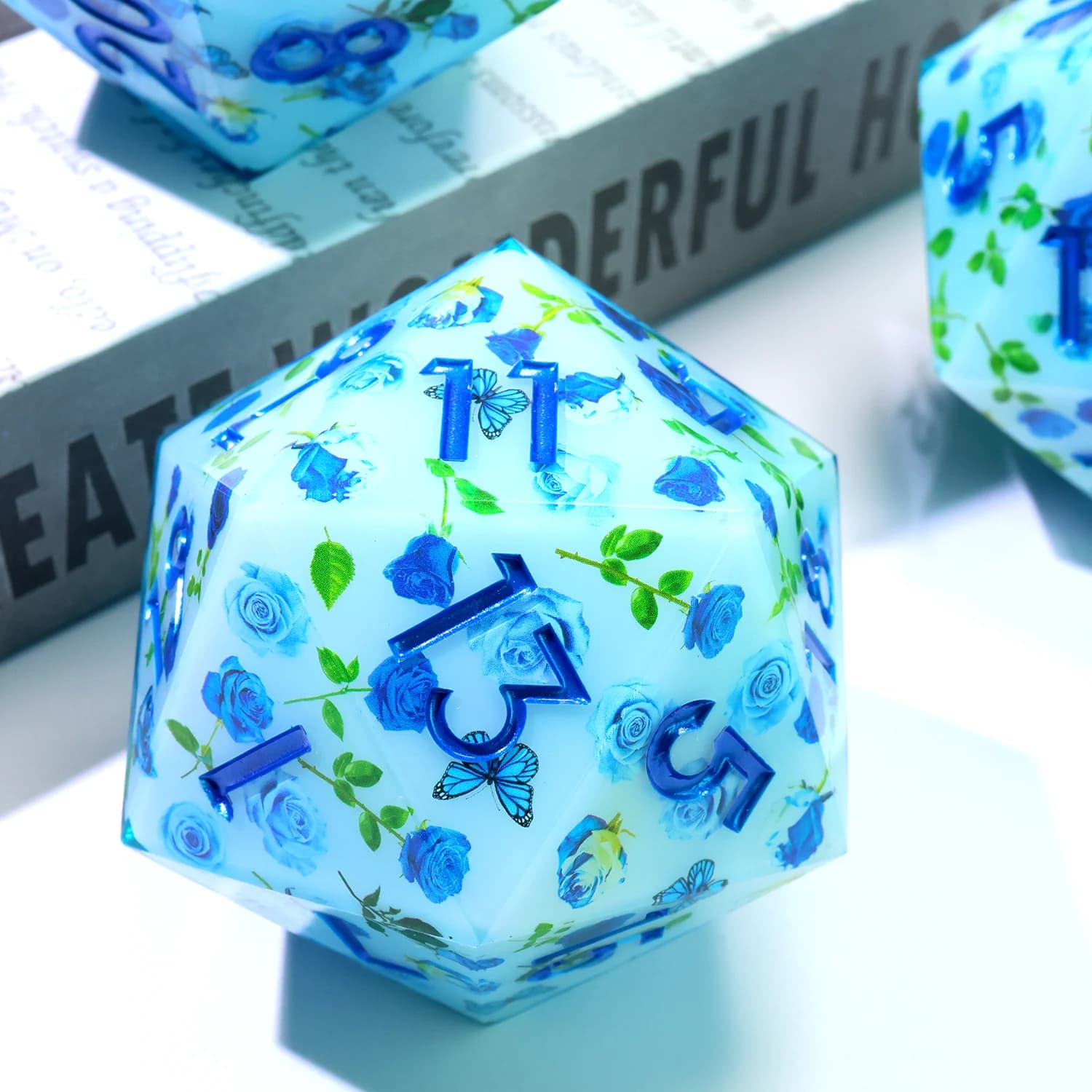 50MM Chonk D20, dadi DND D20 in resina poliedrica, dadi RPG DND D20 con bordo tagliente rosa nobile per giochi di ruolo Gioco da tavolo Giochi da tavolo-L3