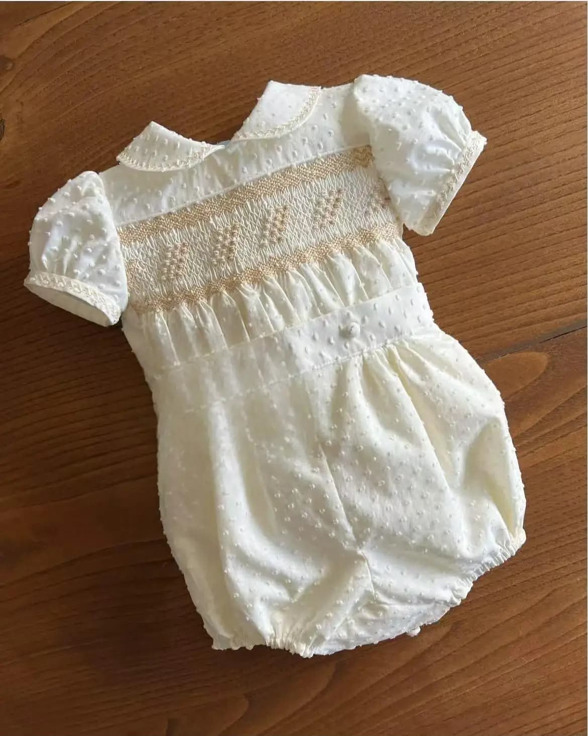 0-6Y Boy White Handmade Embroidery Smocked Outfit Suit for Birthday Photogrphy Party Casual A262