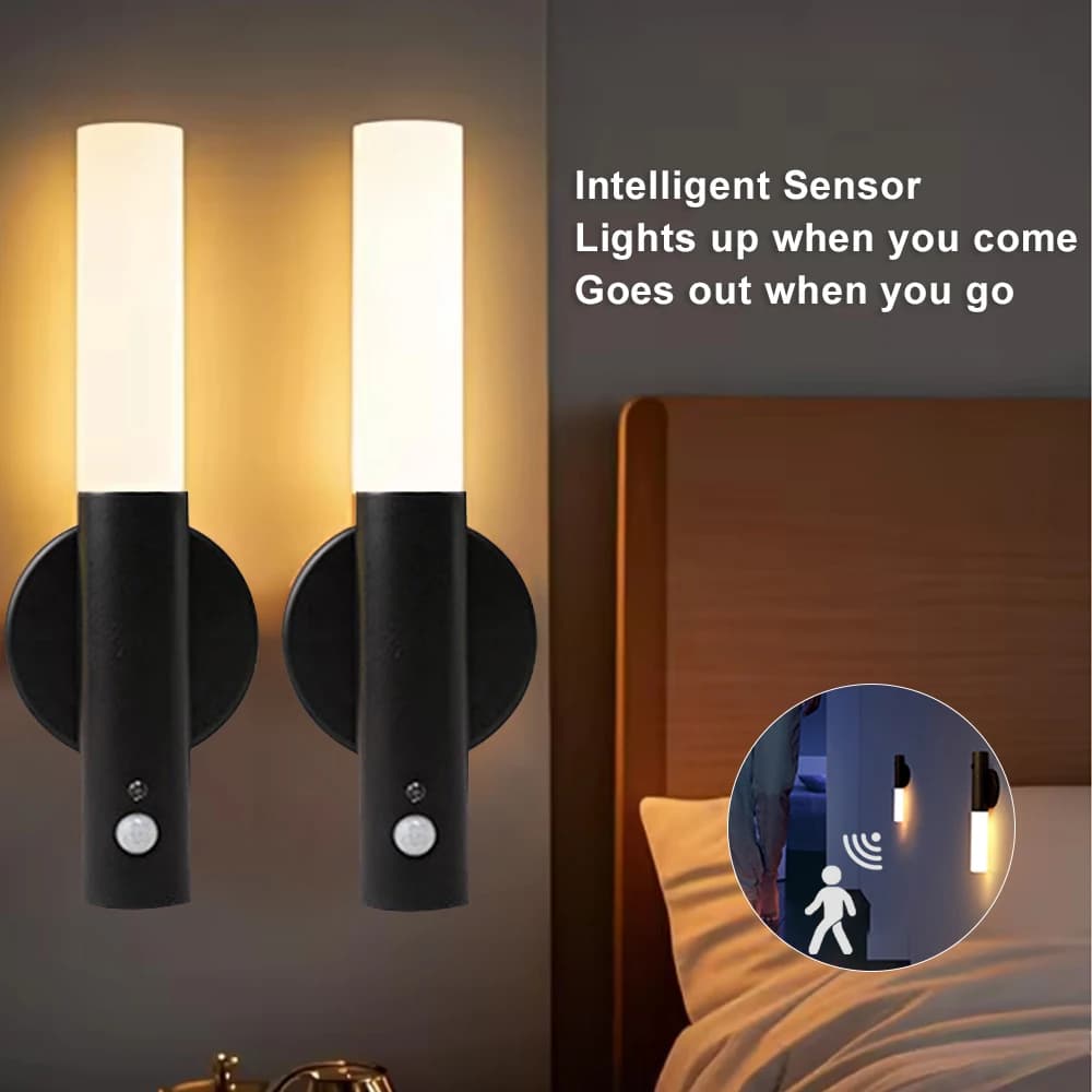 Sensore LED Luce notturna USB ricaricabile per soggiorno Camera da letto Corridoio Sala studio Tromba delle scale Illuminazione interna Lampade da parete