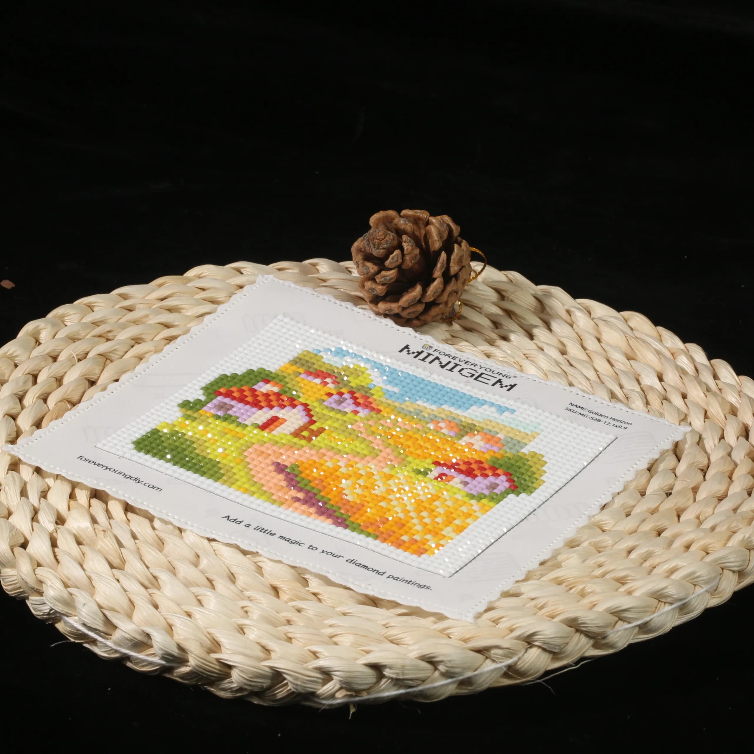Minigem ® Kit di pittura diamante quadrato in resina 5D fai da te Golden Horizon 5" x 4" - Mosaico paesaggistico vibrante per decorazioni domestiche e regali