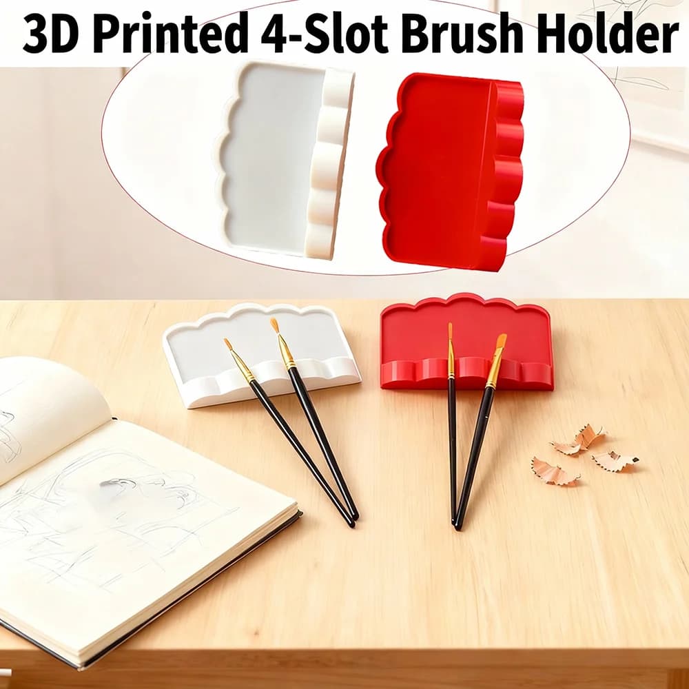 Porta pennelli a 4 scomparti, supporto per pennelli in plastica, superficie lucida, facile da pulire, comodo da trasportare, salvaspazio, scatola porta pennelli per acquerello, acrilico e pittura a olio, adatta per acquerello, pittura a olio e pittura acrilica, organizer portatile per pennelli, forniture per studio d'arte
