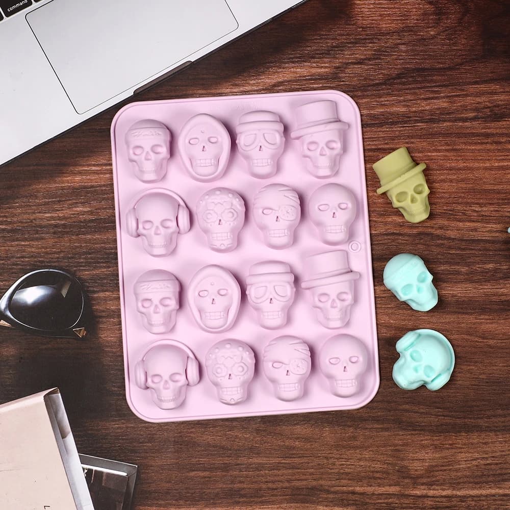 Teschio Ice Cube stampo in Silicone Halloween decorazione creativa riutilizzabile fai da te caramelle whisky cioccolato sapone accessori da cucina