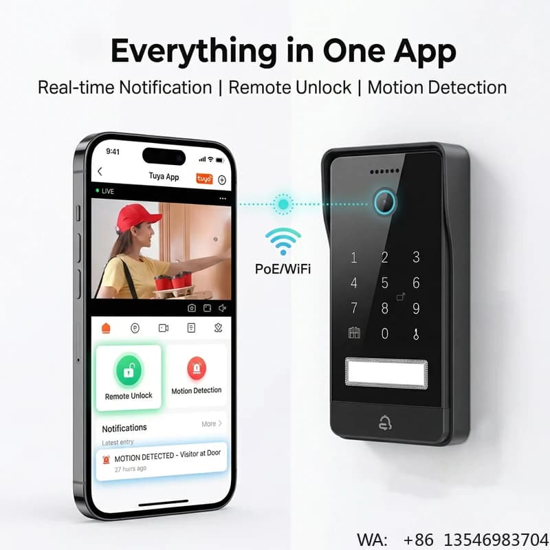 Sistema Videocitofonico Hiwink 2K IP65 con Sblocco Facciale e Palmare, Monitor e Interfono, Citofono Tuya per Condomini