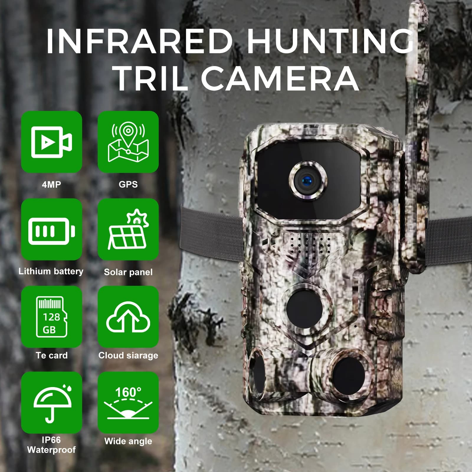 4G Outdoor 14MP 1080P Hunting Camera 7800 MAh Lithium Battery Night Vision Observation Camera Farm Orchard Home Security Camera
