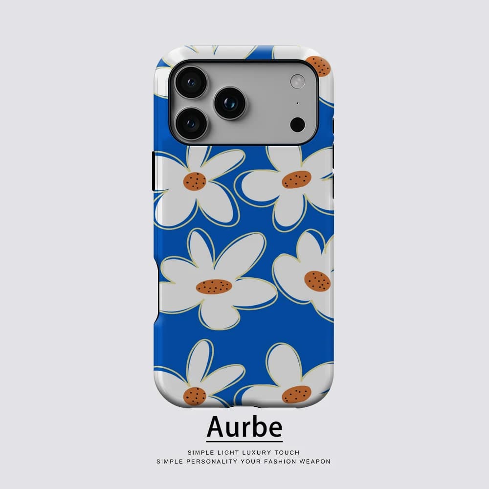 Bright Blue Spotted Daisy For Magnetic Phone Case For IPhone 17 16 15 14 13 Pro Max Plus Single Double-Layer Tough Case