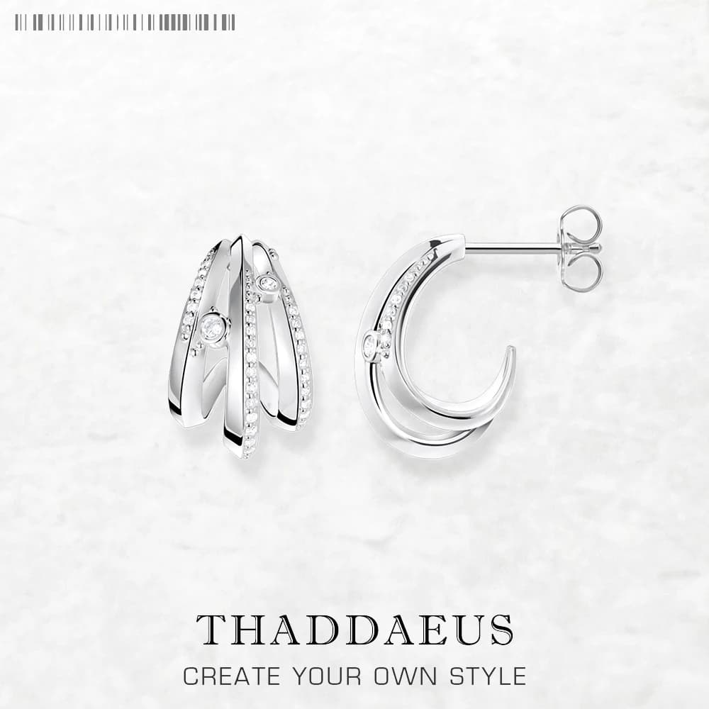 Orecchini a cerchio incernierati onda creola con pietre bianche In argento Sterling massiccio 925 regalo alla moda Fine Jewerly per le donne