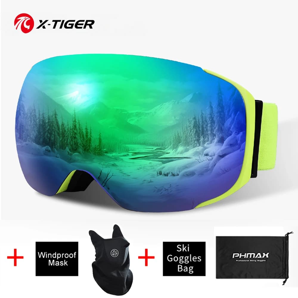 X-TIGER occhiali da sci magnetici UV400 occhiali da sci invernali lenti antiappannamento donna uomo sport all'aria aperta Snowboard Snow ciclismo occhiali da sole