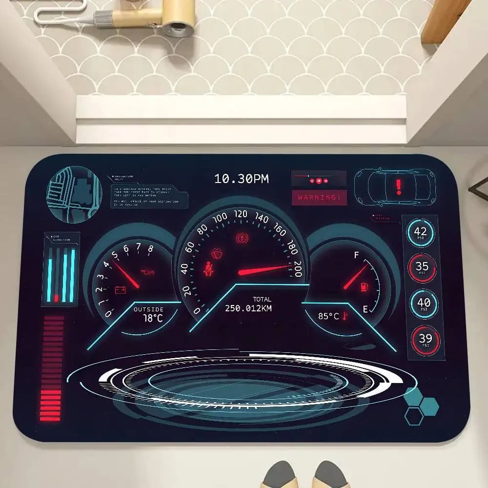 Tappetino 3D per Cruscotto Auto da Corsa, Adatto per Soggiorno, Cucina, Bagno, Tappetino Antiscivolo per Casa