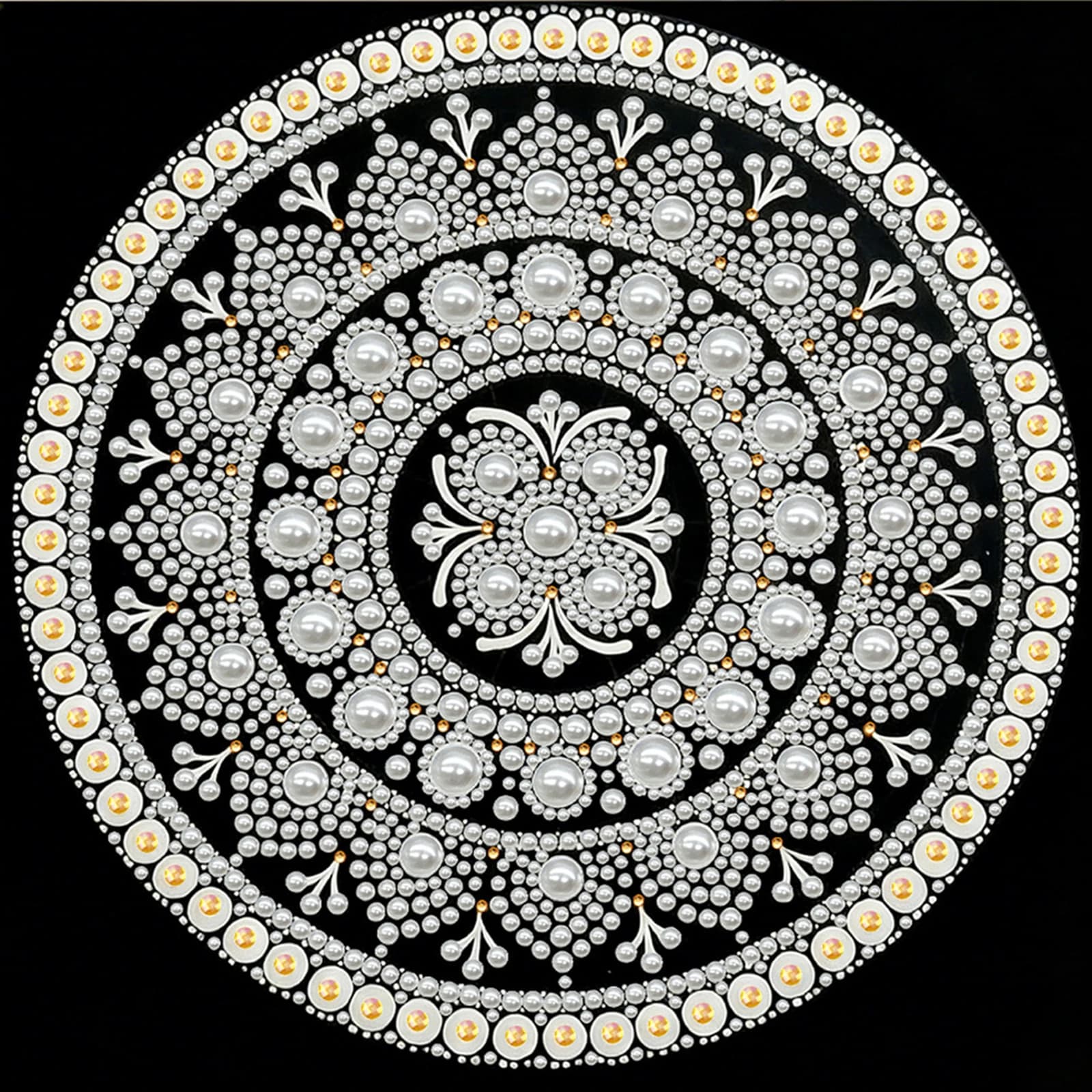 Fa-da-Te Artistic Kit for Painting with Pearls Mandala for Adults, Gift, Home Decoration, Paintings with Pearls and Gems, Art and Crafts 25x25cm with Frame