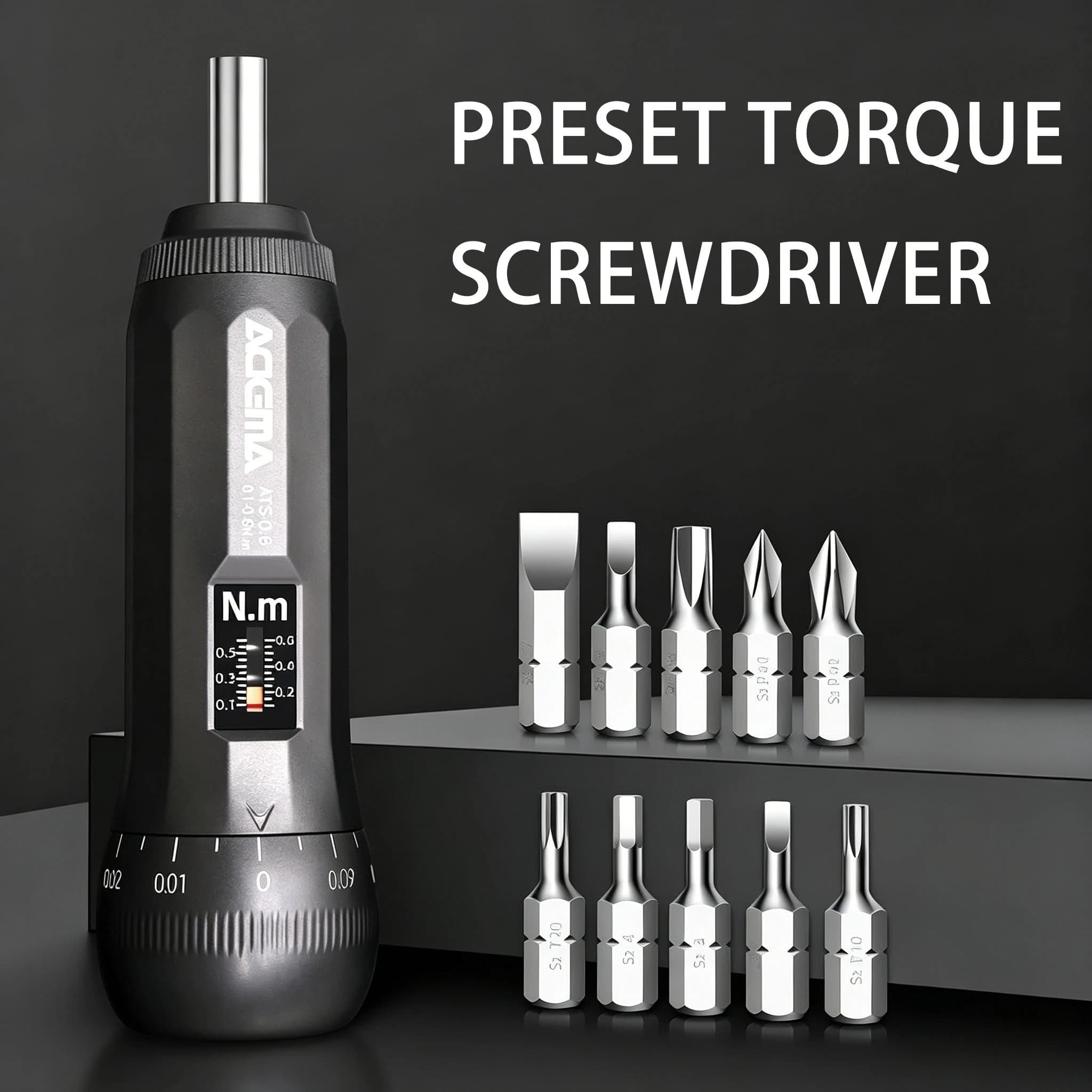 Adjustable torque screwdriver 0.6/1.2/3/6 N.m with 11 pieces set, bicycle and motorcycle repair kit