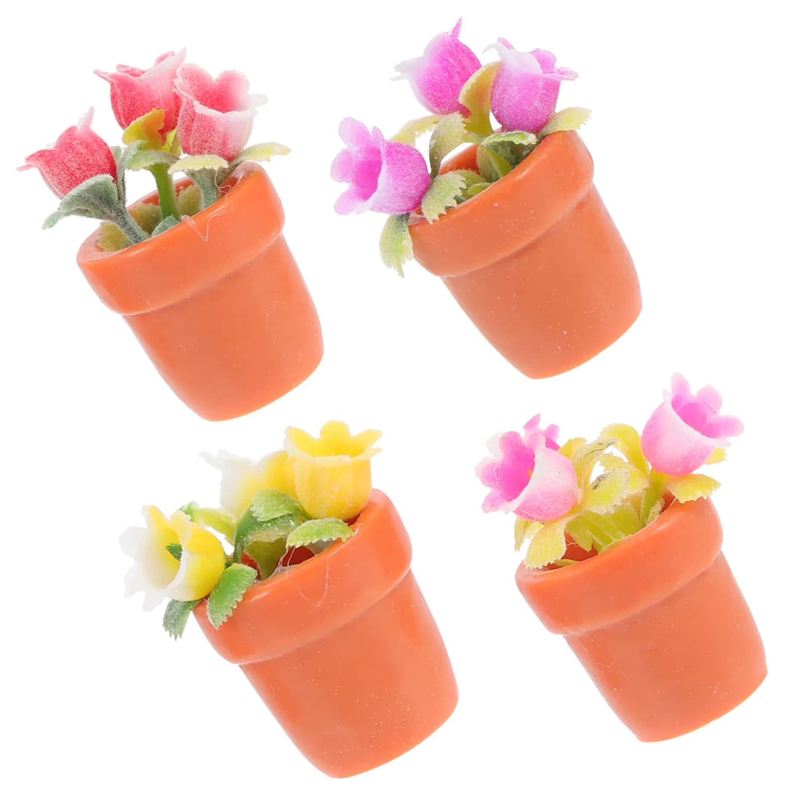 Set of 4 Decorations Miniature for Plants, Accessories for Micro Landscapes, Plant Models for Desk, Simulated Flowers Jars