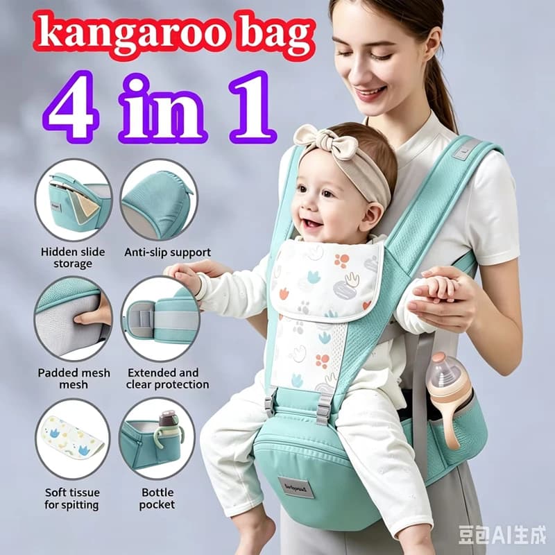 Baby Bag 0-36 Months Portable Waist Stool Baby Carrier Ergonomic Kangaroo Infant Kid Sling Back Front Facing Backpack Wrap