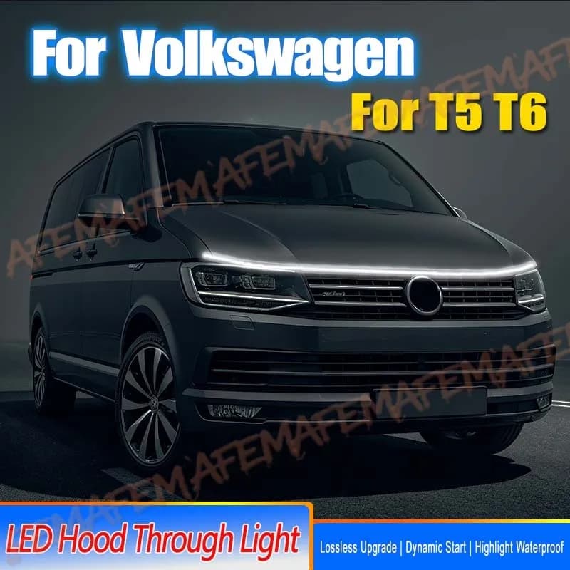 1pc For Volkswagen T5 T6 Led Car Hood Daytime Running Light Strip With Start Scan Car Decorative Atmosphere Lamps DRL Waterproof