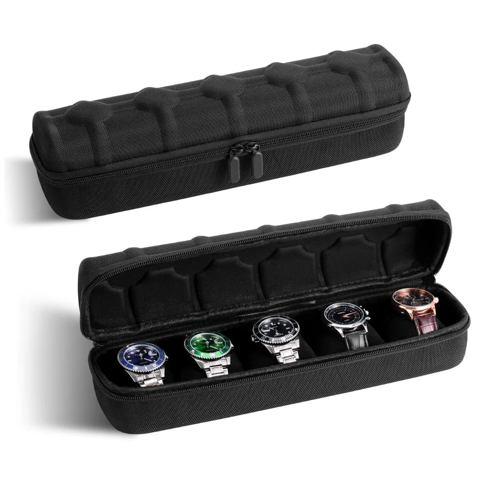 1pc 5-Slot Watch Case-Organizer with Pillow Insert Case Portable Watch Organizer, for Wristwatches and Smart Watches Storage