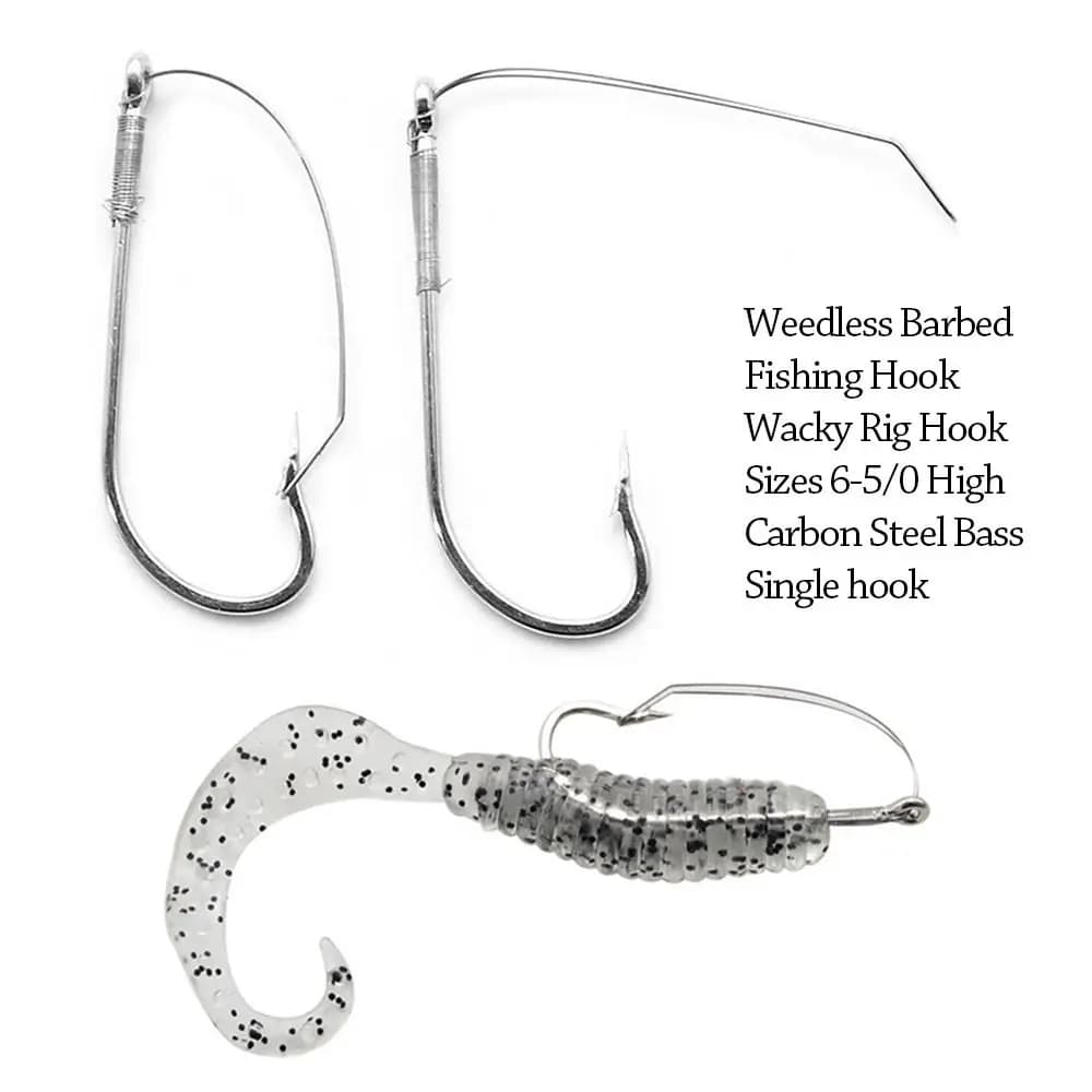20 pcs Weedless Pushed Wacky Rig Stainless Steel Hook High Carbon Tenor Hook Single Hook Fishing Hook with Box Fishing Loves Hook