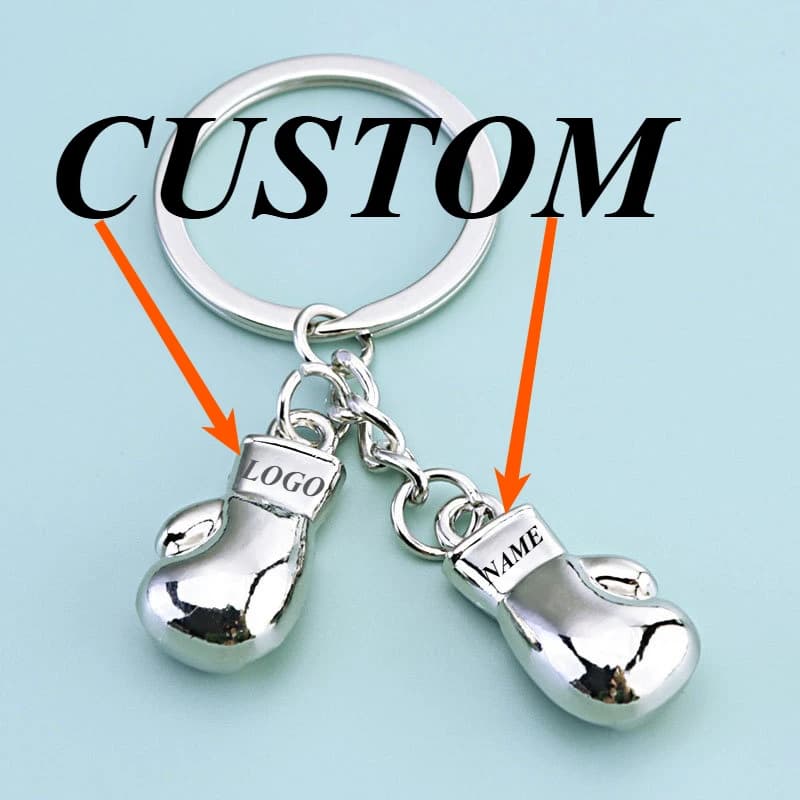 1pc Custom Keychain Personalized Metal Fitness Boxing Gloves Customized Key Ring Car Accessories Gift Wholesale