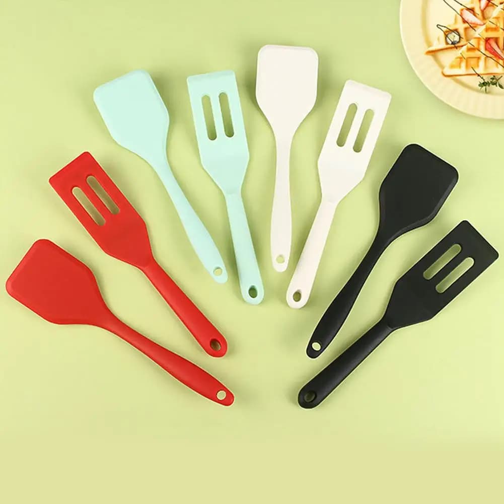 Mini spatola in silicone antiaderente per padella, cucchiaio per uova fritte, spatola per bistecche, utensili da cucina, accessori da cucina, 2 pezzi