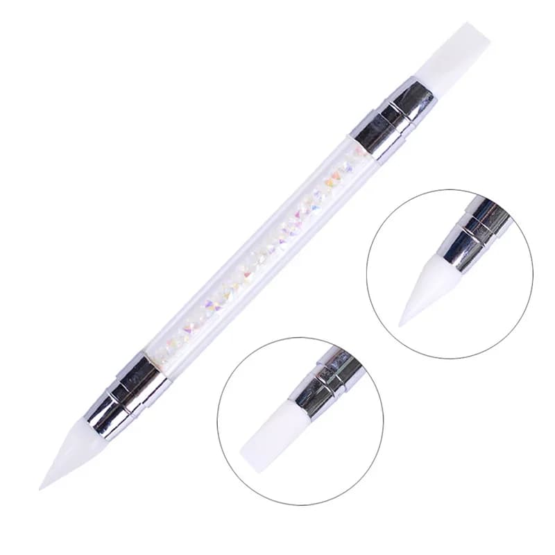 2 Pezzi Penna per Nail Art in Silicone a Doppia Punta, Penna per Intaglio Fiori, Pennello per Incisione Regolabile, Strumento Professionale per Manicure