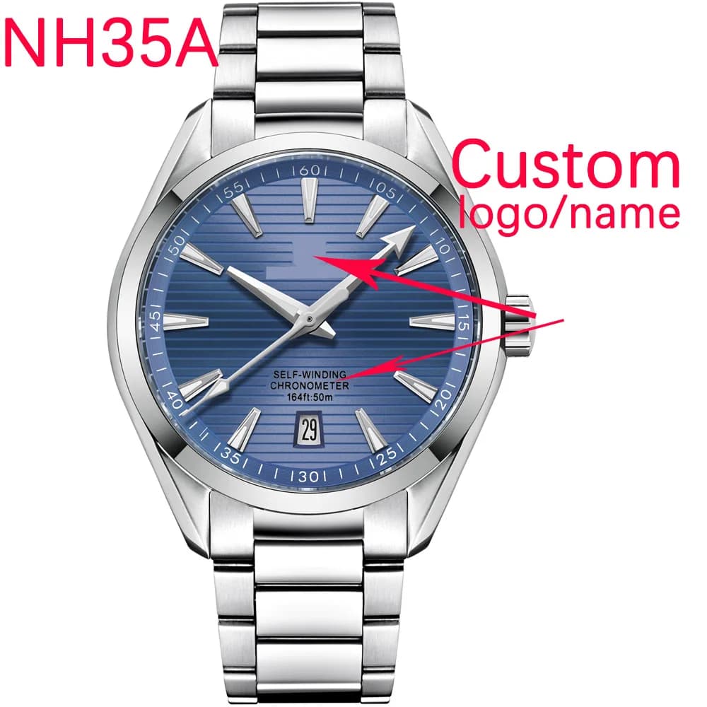Men's Luxury NH35 Movt Custom Logo 41mm Men's Sports Automatic Relogio Masculino Mechanical wristwatch Men's watch with sapphire steel strap