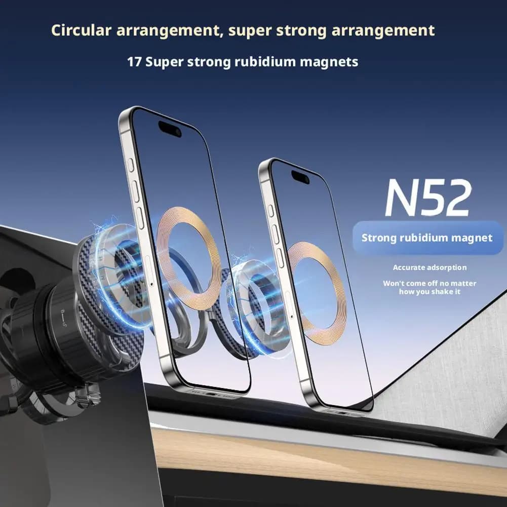 Supporto per telefono magnetico a doppia testa con aspirazione sottovuoto Supporto per auto 360 ° Supporto di aspirazione forte pieghevole a rotazione per auto/liscio U8X3