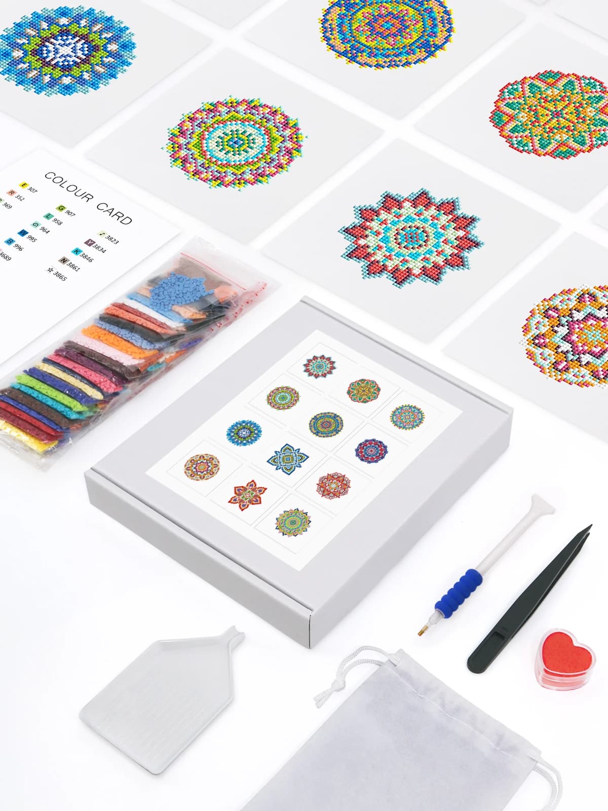 12pc Mandala Diy Mini Diamond Embroidery Symmetrical geometric figures 5D Diamond Painting Simple Home Decor Gift