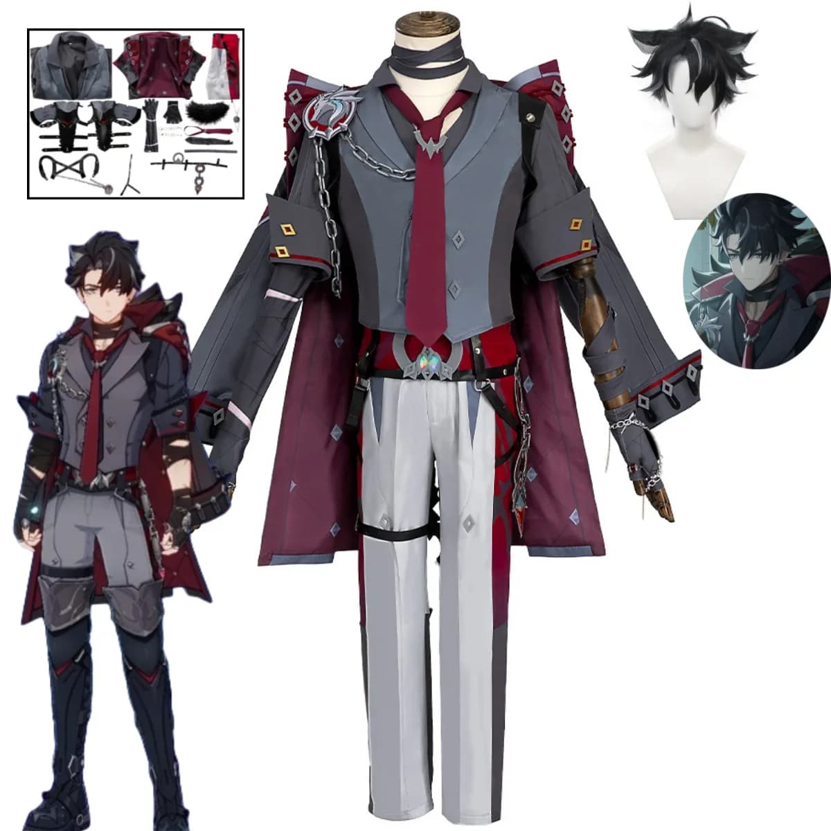 Gioco Genshin Impact Wriothesley Costume Cosplay Dress Up Ball Parrucca Halloween Carnevale Festa Uniforme Anime Set completo di costumi