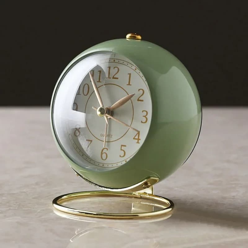 Sveglia luminosa con luce notturna silenziosa per la decorazione della camera da letto Piccoli orologi circolari al quarzo da mattina Tavolo da ufficio Scrivania per bambini