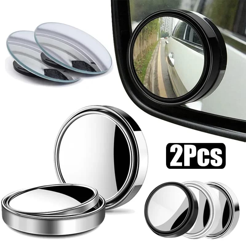 2 pieces round frame convex mirror for blind point safety guide wide angle mirror 360 degree adjustable transparent retrovisor car accessories