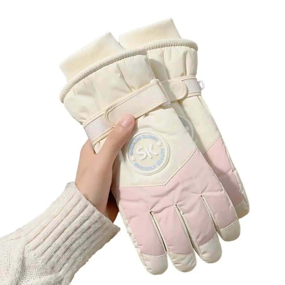 Ski Gloves with Fashionable Lining Winter Windproof Cycling Gloves Cotton Thick Waterproof Thermal Snow Gloves Winter Season