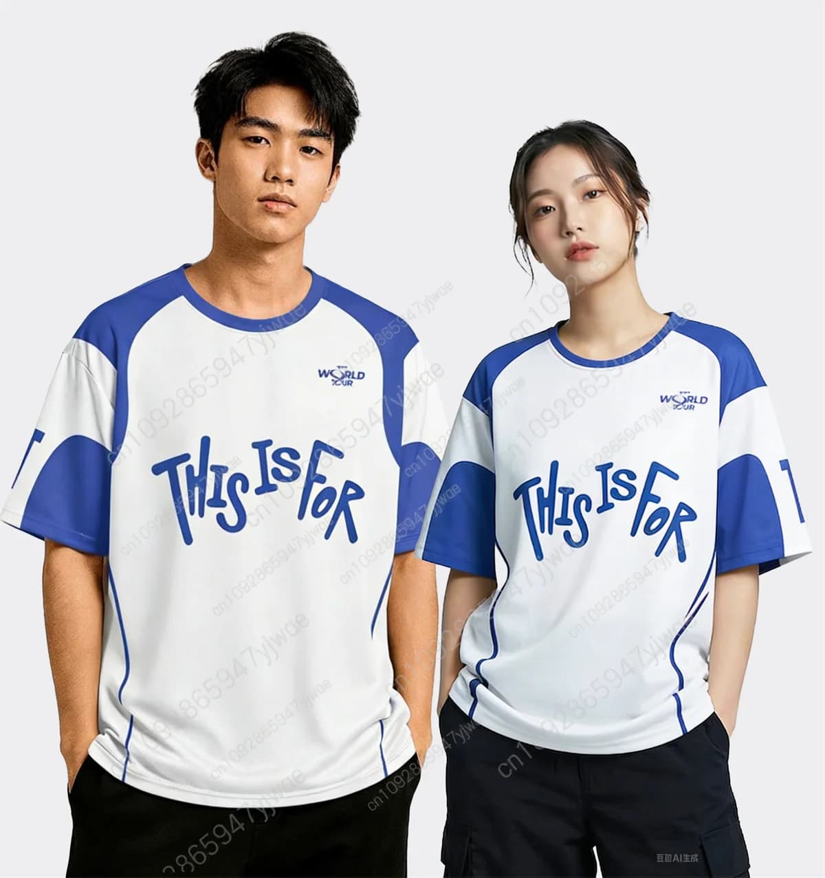 2026 Nuova Maglietta Unisex Blu e Bianca a Contrasto, Stile Casual, per Fan KPOP e Pop, Regalo Estivo per Lui e Lei