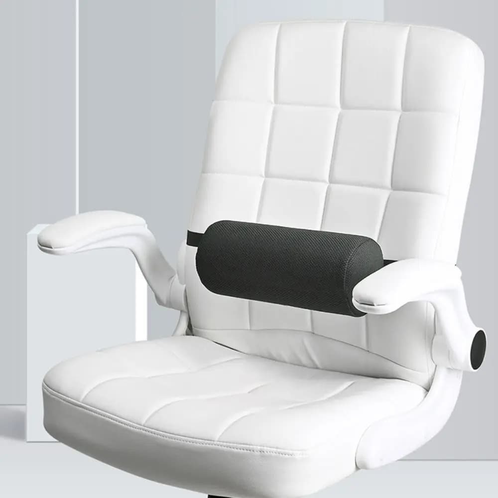 Cuscino Lombare Ergonomico in Schiuma Lavabile a Cilindro per Sedile Auto con Cinghie, Supporto Lombare a Lento Ritorno per Ufficio