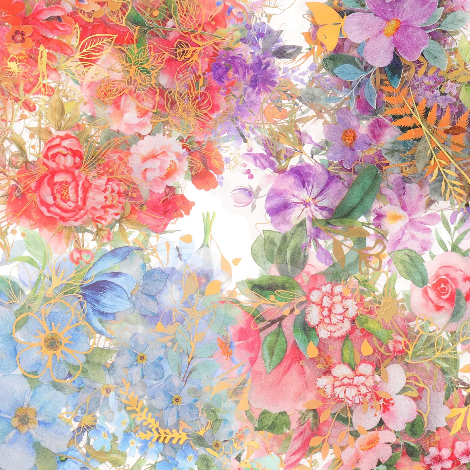 4 Sets Floral Scrapbook Stickers Kit Stamp Dried Flower Cute Scrapbooking Journaling