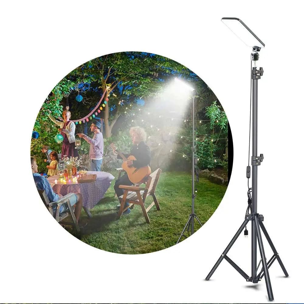 Lampada da Campeggio CL01 Pieghevole LED Ricaricabile, Alimentazione USB 5V, Asta Telescopica 1,8 Metri, Risparmio Energetico per Esterni