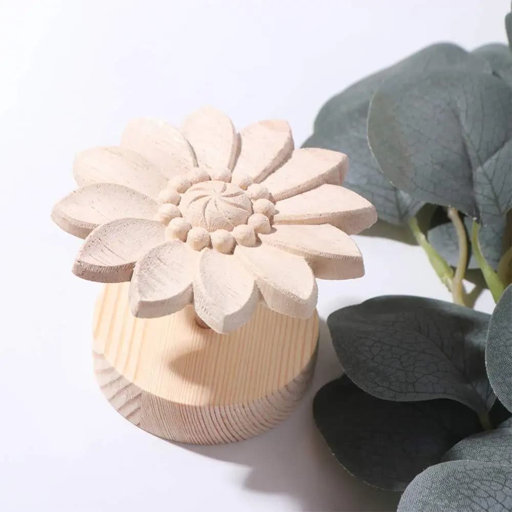 Diffusore di Oli Essenziali in Legno a Forma di Margherita Fai-da-Te, Contenitore Ricaricabile Creativo ed Ecologico