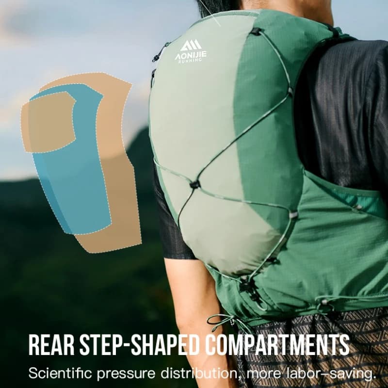 AONIJIE MB 12L Gilet Idratazione Leggero Zaino da Corsa per Uomo e Donna con Sacca per Bastone da Trekking per Escursionismo Ciclismo Fuoristrada