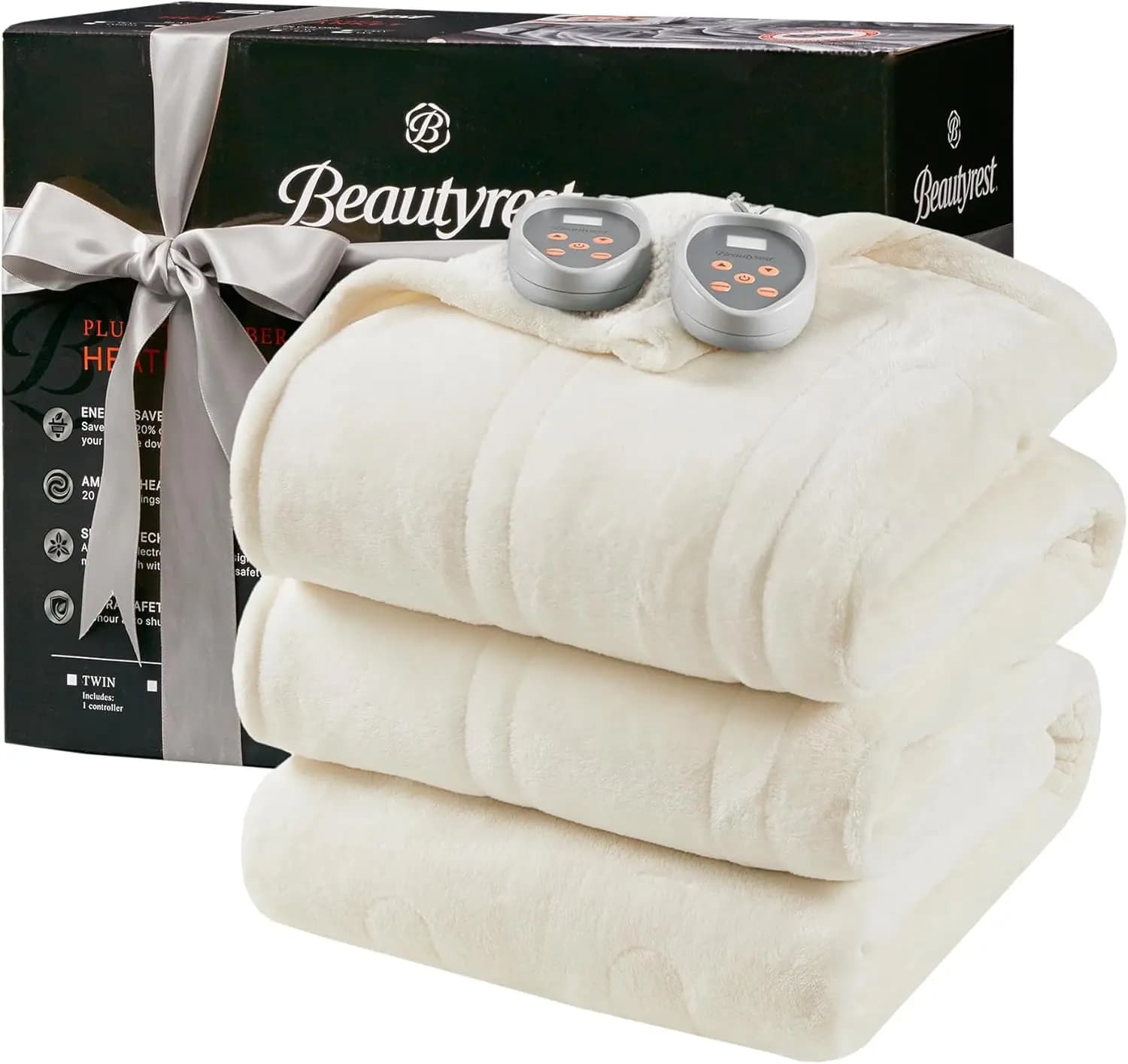 Coperta Elettrica Riscaldata con 20 Impostazioni di Calore, Timer di Spegnimento Automatico, Lavabile in Lavatrice, Misura King Size, Avorio
