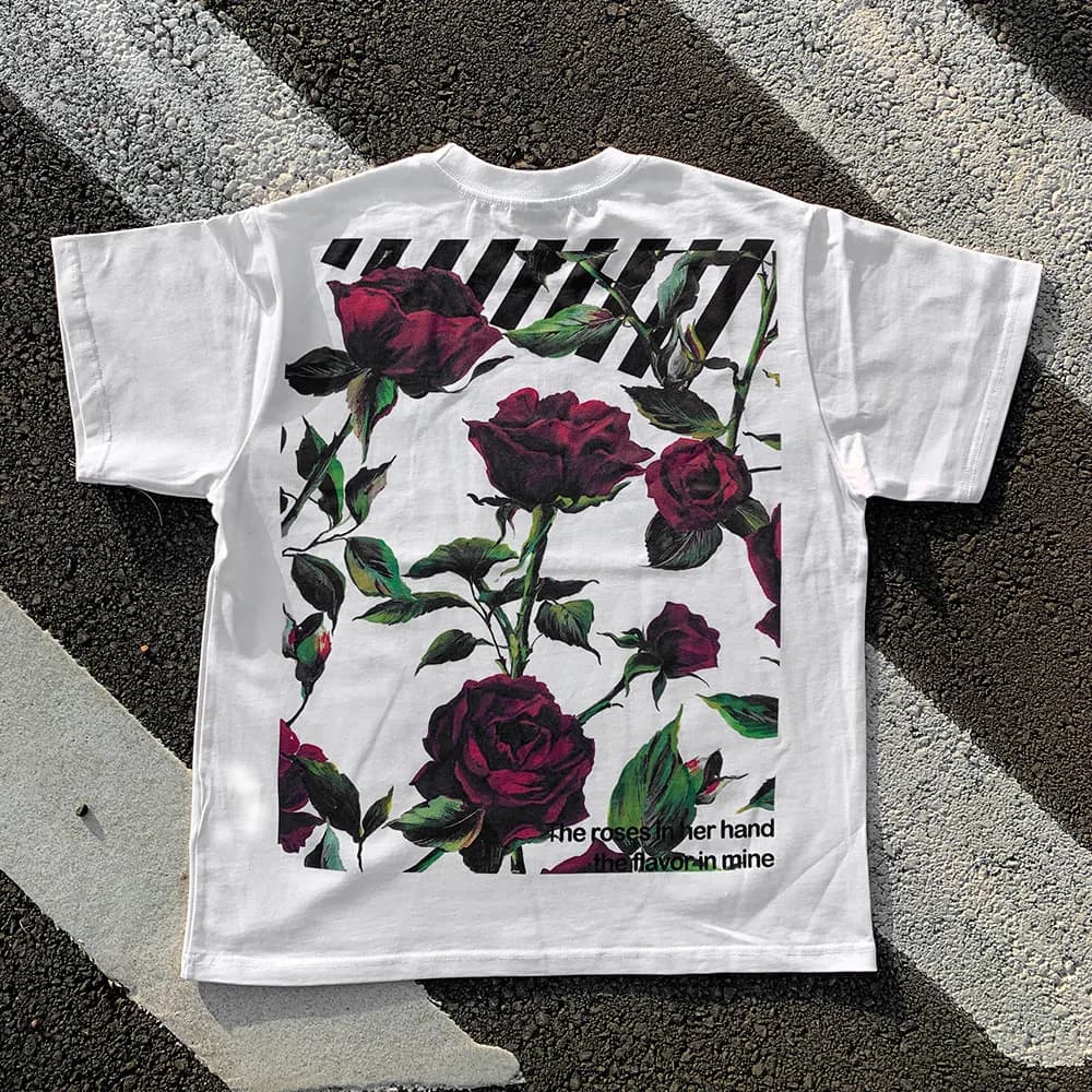 Heavyweight 260G Zebra Realistic Rose Trendy Short Sleeve Couple T-Shirt Cotton Polyester Blend round Neck Summer Top