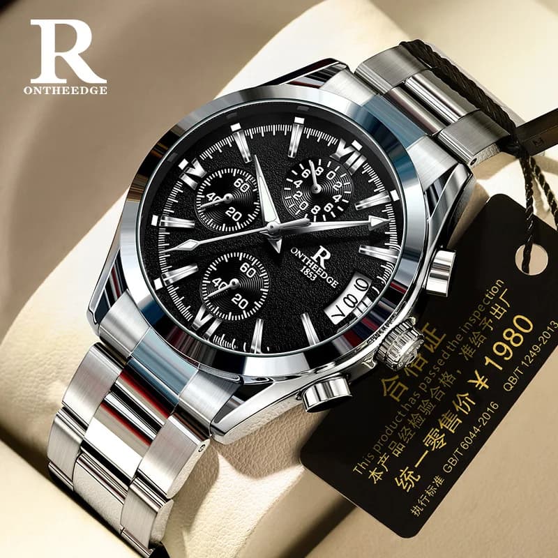 ONTHEEDGE New Waterproof Six-pin High-end Men's Watch Business Timing Multifunctional Stainless Steel Watch Men's